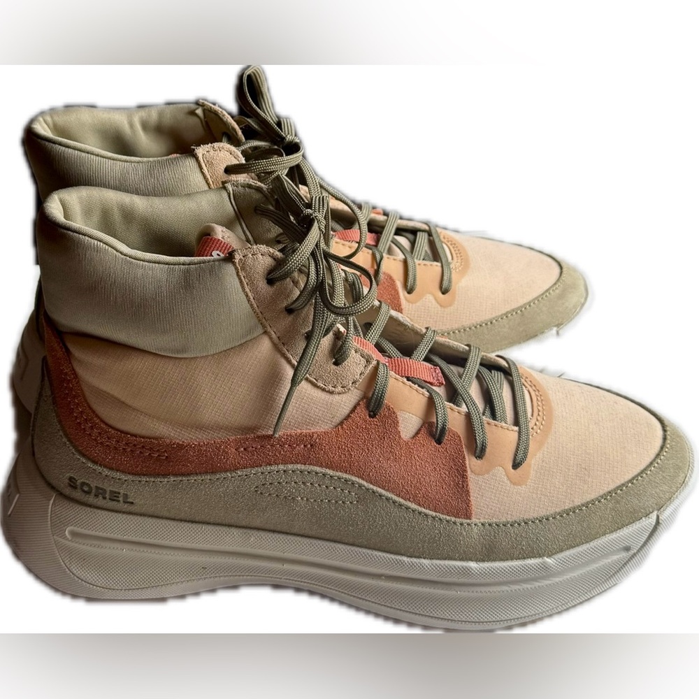 Sorel Ona 503 Mid Sneaker in Nova, Sand, Paradox Pink. New, never been worn.